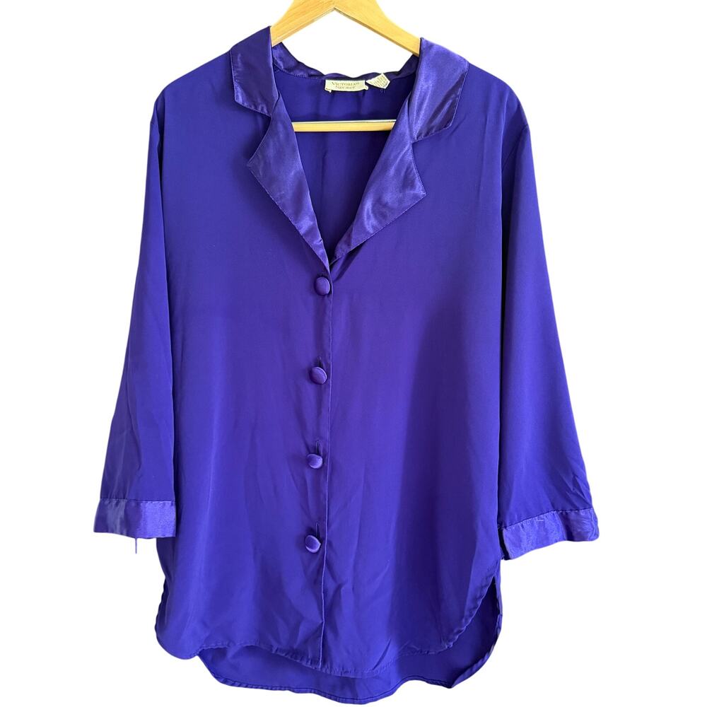 90s Vintage VICTORIA'S SECRET | Gold Label Purple Satin Nightgown |  Medium